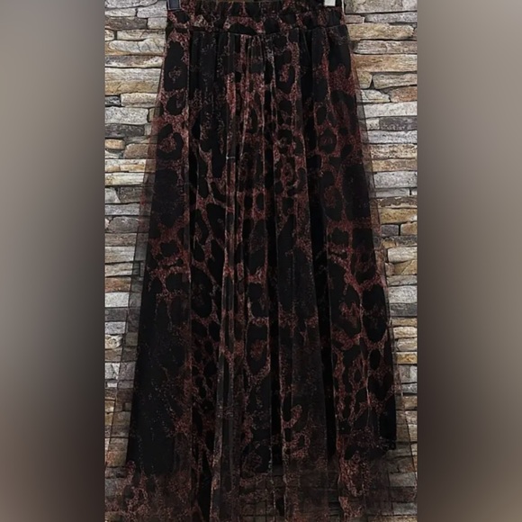 Dresses & Skirts - Italian Made Viscose Blend Leopard Print Mesh Skirt